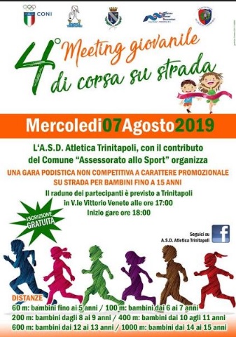 Mercoledi 7 agosto, meeting giovanile di corsa su strada a Trinitapoli
