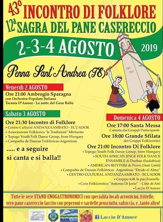 Eventi /Penna Sant’Andrea (TE): 43º Incontro di Folklore internazionale